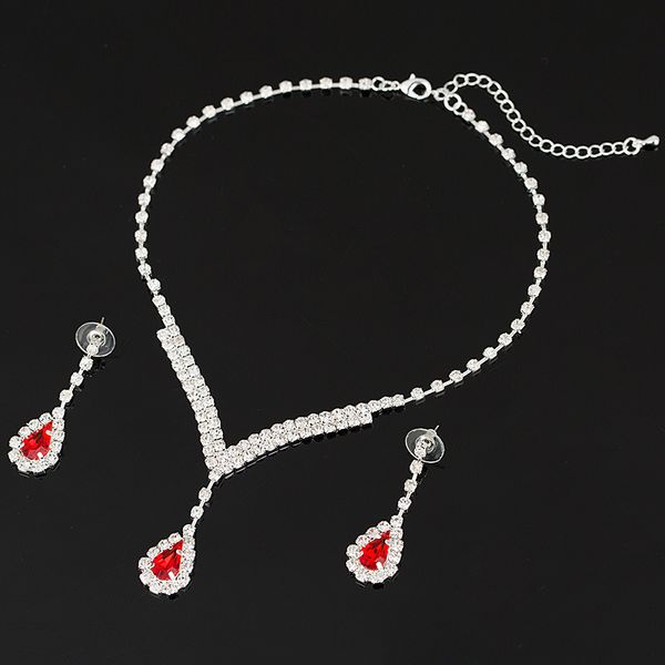 

bride ornaments rhinestone necklace earrings suit diamond necklace, Black