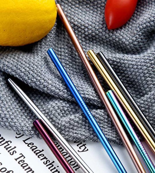 

красочная соломинка из нержавеющей сталь прямые бента многоразовой соломка сок milk party bar стро 21,5 / 24 / 26см xd21966