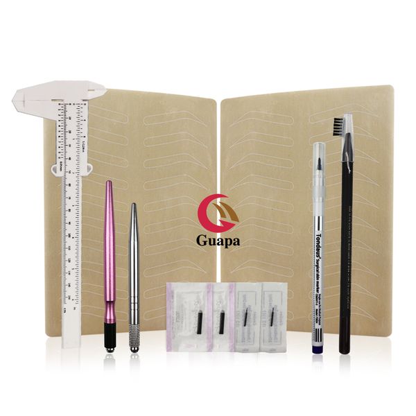 

microblading kit tattoo eyebrow tebori pen with blades eyebrows ruler practice skin microblading supplies for beginner practice