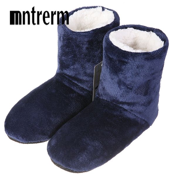 

mntrerm new winter plush slippers men home slippers botas fashion warm shoes men autumn home shoes large size sale, Black