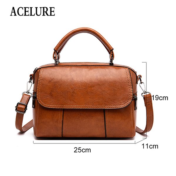 

acelure solid color soft pu leather women bags high-capacity vintage fashion shoulder bags ladies casual lager crossbody