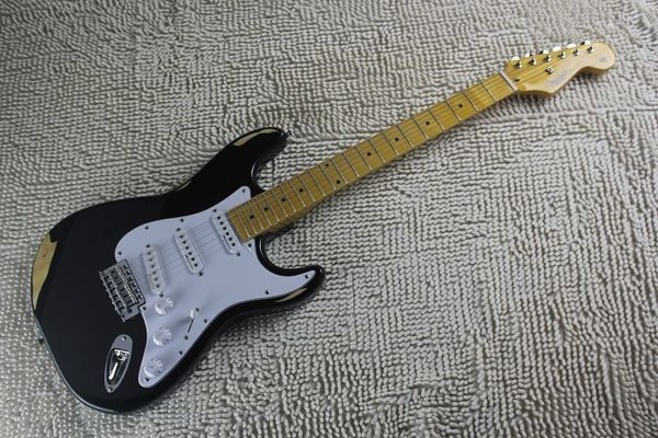 

Factory whole ale cu tom body white pearl guard board f t pickup clapton ignature black electric guitar 14 4 1