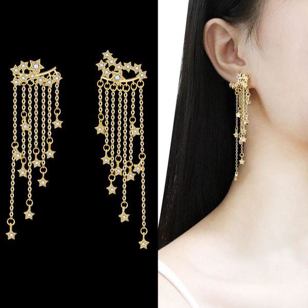 

aretes de mujer modernos 2019 gypsophila korean earrings fashion luxury long tassel earrings for women drop, Silver