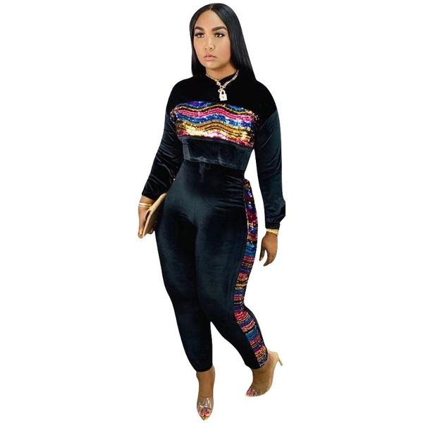 

adogirl красочные штаны блестки лоскутная velvet tracksuit 2020 весна женщины вскользь два piece set с длинным рукавом толстовка, White
