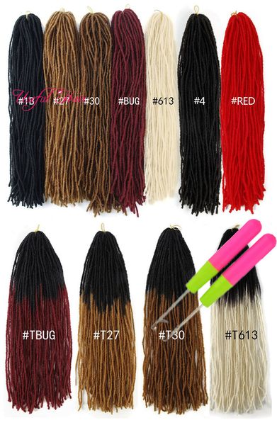 

dreadlocks sister locs micro locs crochet hair extensions synthetic hair hooks gift18 inch synthetic braiding hair straight for women, Black