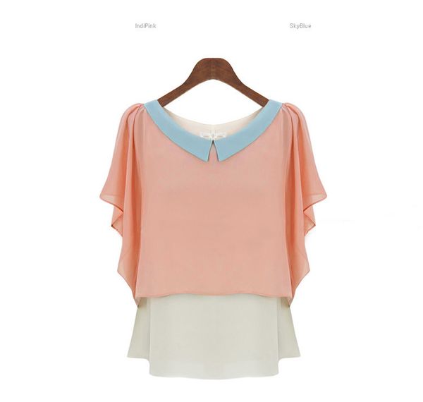 

european and american lady spring new fund individual character is beautiful popular petal sleeve lapel has qualitative t shirt, White