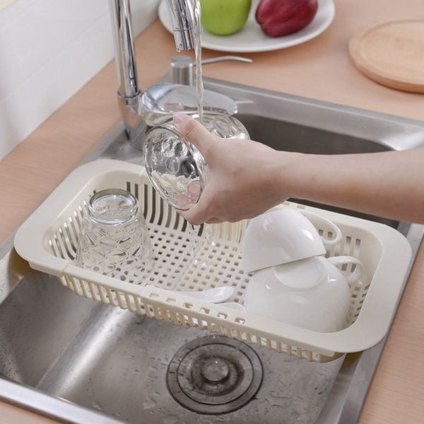 

нового многофункциональной утолщенной кухня выдвижной раковина drain rack овощной фрукты drain корзина корзина пластиковой прямоугольная рак