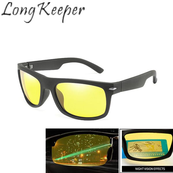 

long keeper night vision polarized sunglasses men women eyewear eye glasses sun glasses uv400 protection shade driving outdoor, White;black