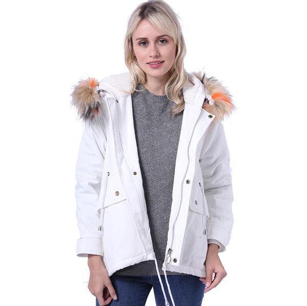 

женщины пуховики зима 19ss толстая теплая с капюшоном шерсти вскользь сыпучие ветровки пальто бесплатная доставка, Black