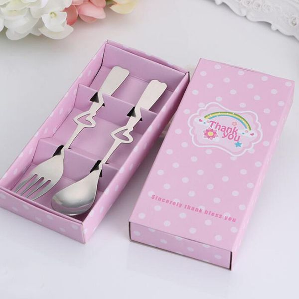 

cutlery set fork spoon heart shaped hollowed shape stainless steel tableware set wedding favors and gifts for guest