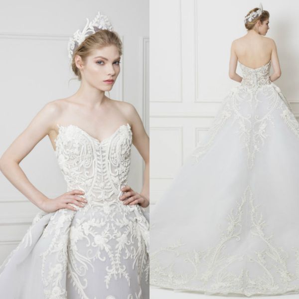 

modest vintage elegant ball gown sweetheart sleeveless backless lace applique wedding dresses wedding gowns sweep train bridal gowns, White