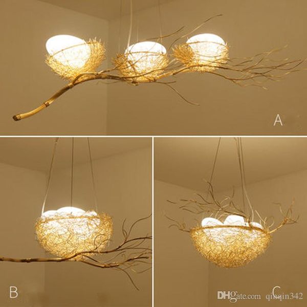 

hand-woven creative personality nest chandelier restaurant light nordic creative art chandelier dining room postmodern bird's nest chan