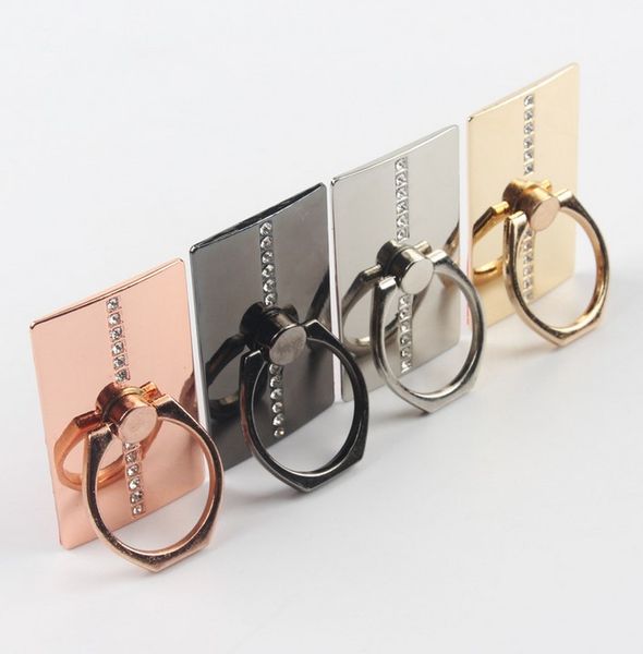 

universal 360 degree crystal metal finger ring holder mobile phone stand mount magnetic car bracket for iphone samsung with retail package