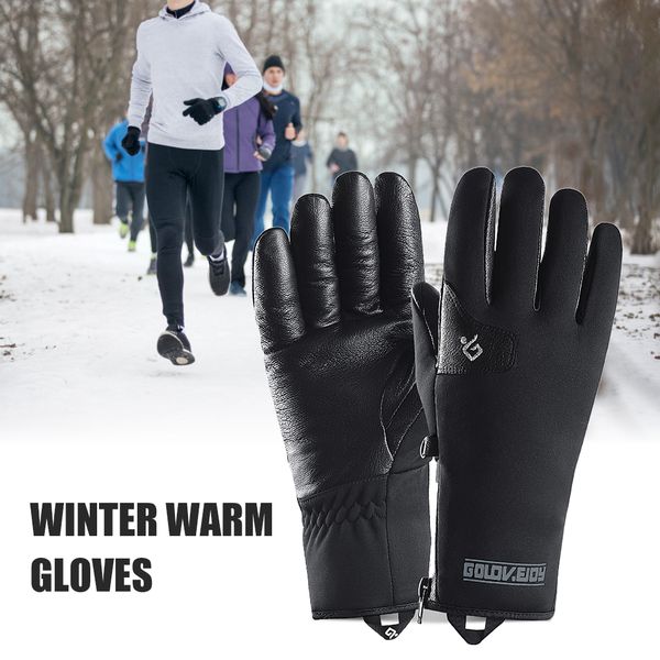 

women men ski gloves windproof snowboard sports thermal gloves with warm lining motorcycle riding winter warm, Black