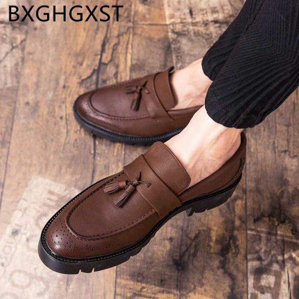

brogue shoes men classic italian brown dress 2020 elevator shoes for men formal loafers dress business oxford leather, Black