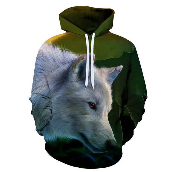 

2019 3d animal men hoodies horse wolf pritned sweatshirts men tracksuits brand hooded pullover, Black