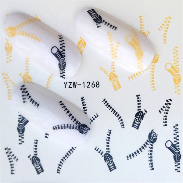 

water stickers metallic nail decals flower vine rosemary zipper heart chain, Black