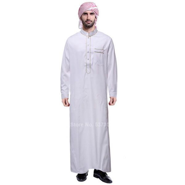 

ethnic clothing traditional muslim robes for men islamic abaya dubai kaftan solid long sleeve arabic jubba thobe, Red