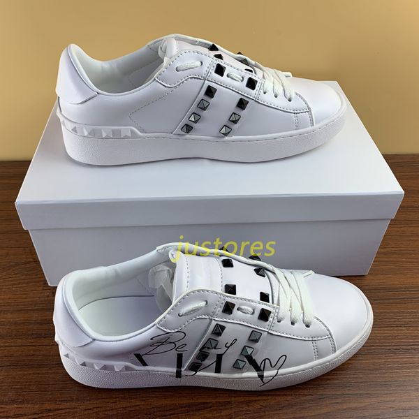 

2019 classic 3 colors woman man designer shoe be my love studs open trainer sneakers italian luxury shoe casual shoes, Black