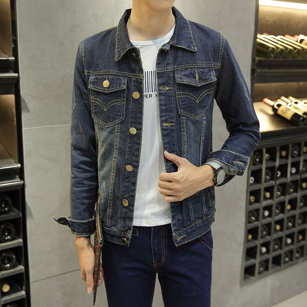 

2018 summer wear korean-style slim fit jeans coat young men's casual jacket men's wear students handsome on clothes trend, Black;brown