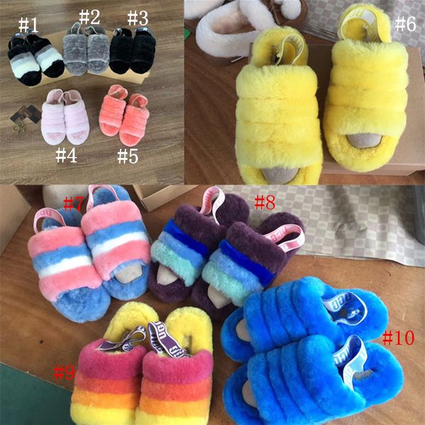 

Women furry lipper au tralia fluff yeah lide de igner ca ual hoe boot fa hion luxury patchwork women andal fur lide lipper c71908, Black;grey