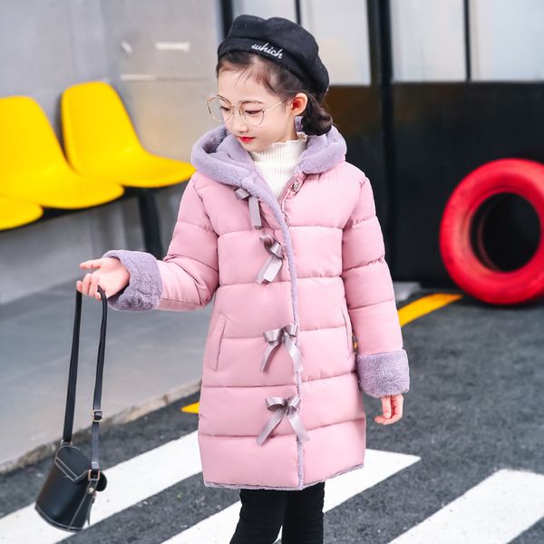 

girls winter imitation fur coat jackets warm parka children baby clothes kids thicken plus velvet clothing -30, Blue;gray