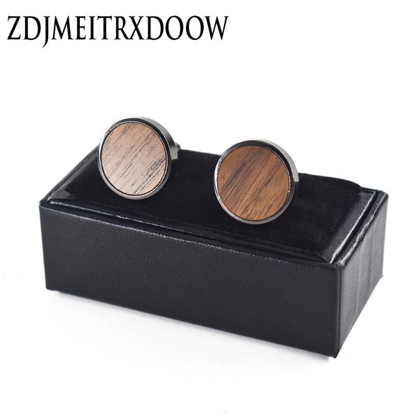 

zdjmeitrxdoow wood fashion shirt cufflink for mens gift brand cuff button black wooden cuff link abotoaduras, Silver;golden