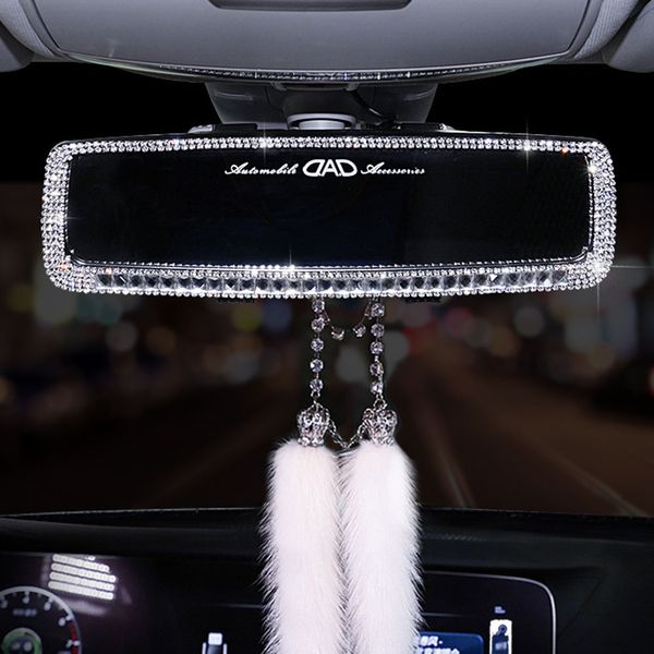 

diamond car interior rearview mirror wide angle rear view mirror rearview mirrors cover auto accessories for girls women