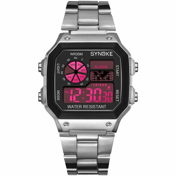 

panars new men sports watch multi-function business waterproof luminous male wrist watch fitness digital alarm timer clock, Slivery;brown