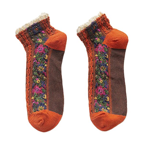 

women girls cotton floral socks summer lace trim boat socks comfy size, Black;white