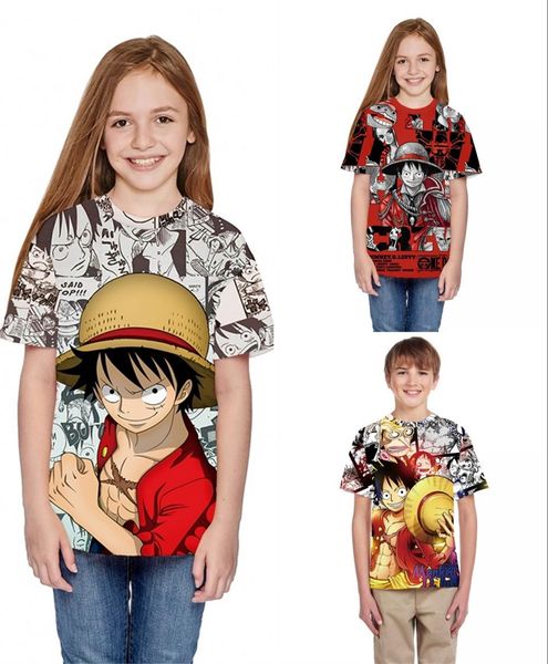 

new fashion teens t-shirt for boys girls monkey d luffy 3d printed one piece short sleeve tee summer t shirt, Blue