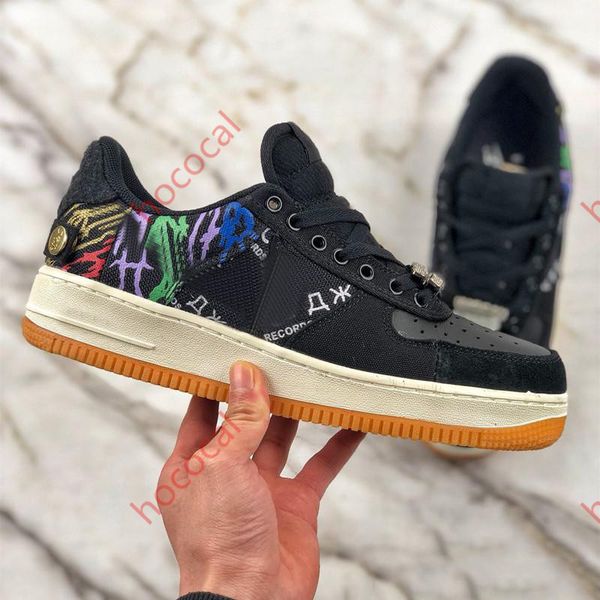 

new colour travis x forced 1 low cactus jack zipper astroworld black men women fashion casual shoes size