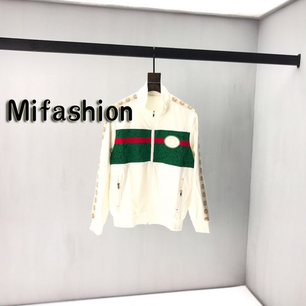 

19ss Luxury Europe Italy Lace Patchwork Embroidery Windproof Band Jacket Street Skateboard Coat Hoodie