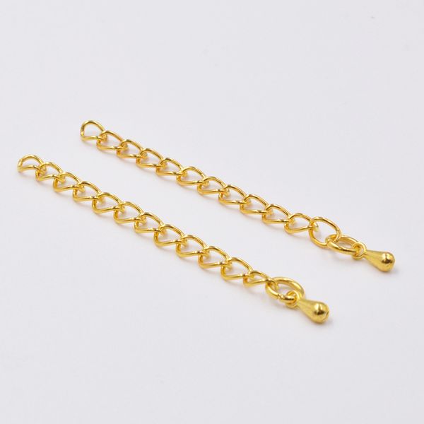 

20pcs 50/70mm gold/silver plated water drop end beads with extended extension tail chain connector for jewelry making findings, Blue;slivery