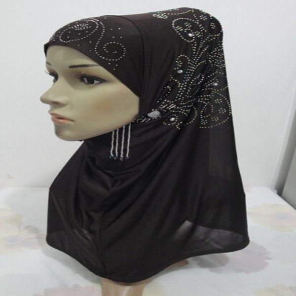 

wholesale muslim beading headscarf islamic arab one piece crystal beads hijab, Red