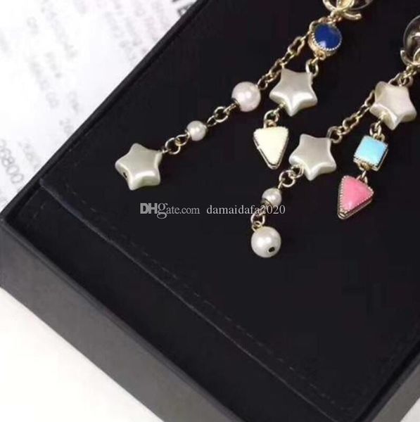 

fashion lady with stamp pearl geometry drop oil letters earrings jewelry fast delivery, Golden