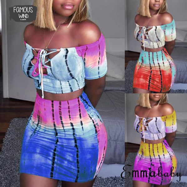 

2 piece set 100% cotton bodycon set casual clubwear party crop skirts for women slash neck female clothing, White