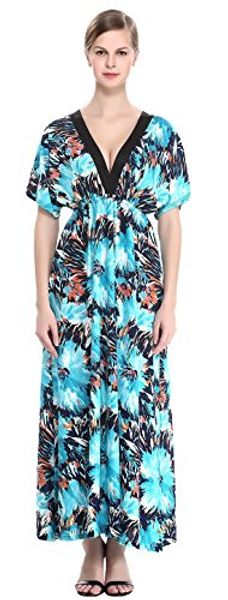 

marysgift women's deep v neck summer beach evening party plus size long maxi dresses, Black;gray
