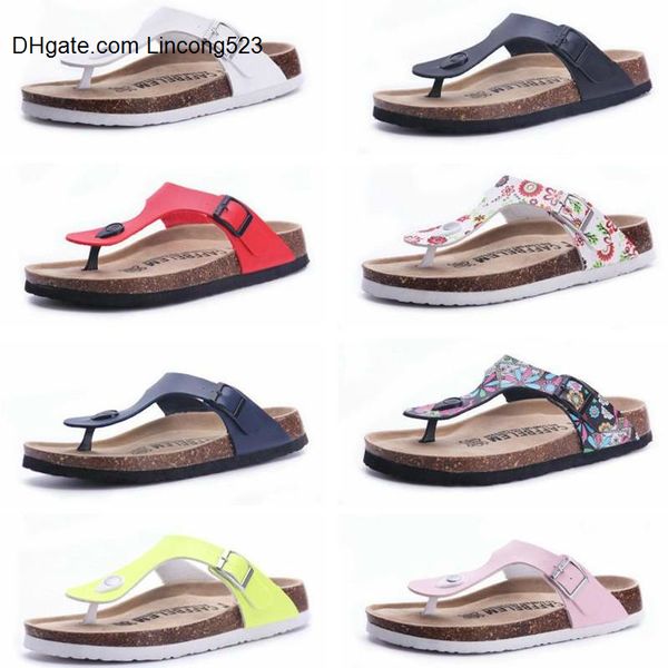

2020 21 color new arrival summer woman men flats sandals cork slippers casual shoes print mixed colors flip flop size, Black