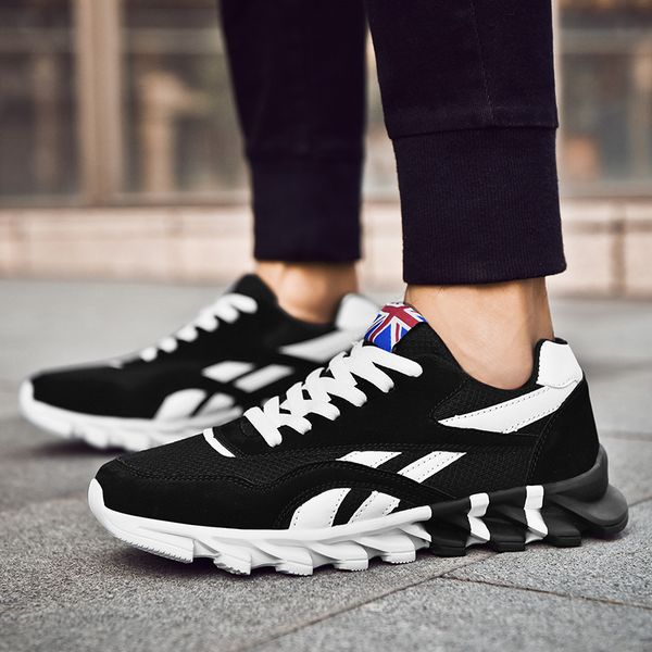 

2019 new classics spring/autumn running shoes mesh breathable mens sneakers for mountain flat heels lace up tenis man footwear, Black