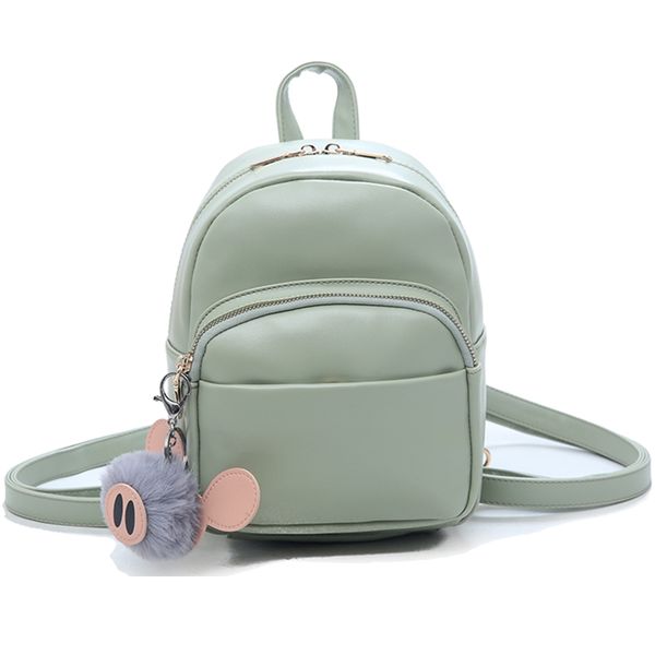 

hair ball pendant mini backpack female pu leather cute backpack female white teen girl fashion