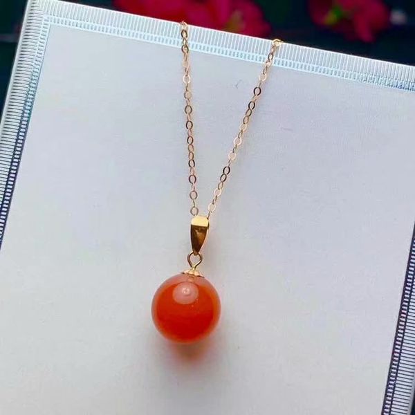 

shilovem 18k yellow gold real natural south red agate pendants no necklace fine jewelry classic gift plant gift mymz9-9.511nh, Silver