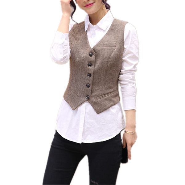 

vintage short women's vest v-neck brief work vests fashion waistcoat for women sleeveless office jacket lady's coat female vest, Black;white