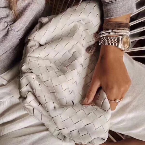 

2019 new cow leather shoulder bag women woven dumplings package ladies personality large capacity knitting handbags