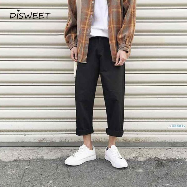 

casual men's black harem pants pocket mid waist men's tooling clothing street korean version of loose solid pants s-2xl