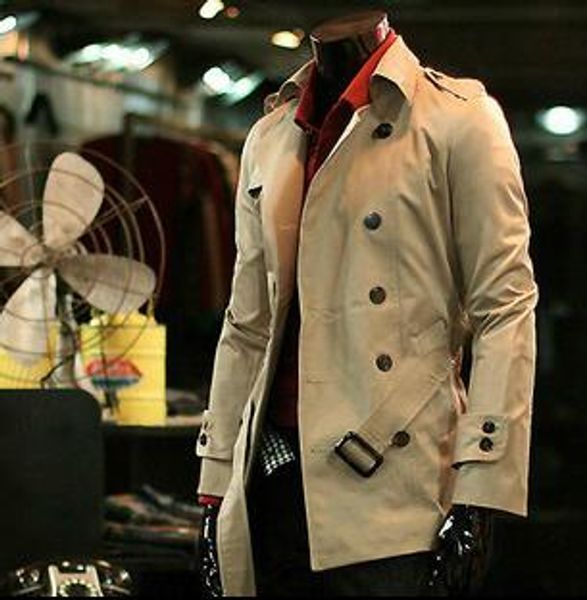 

2019 spring and autumn men's clothing double breasted medium-long trench coats men teenage plus size outerwear casaco masculino, Tan;black