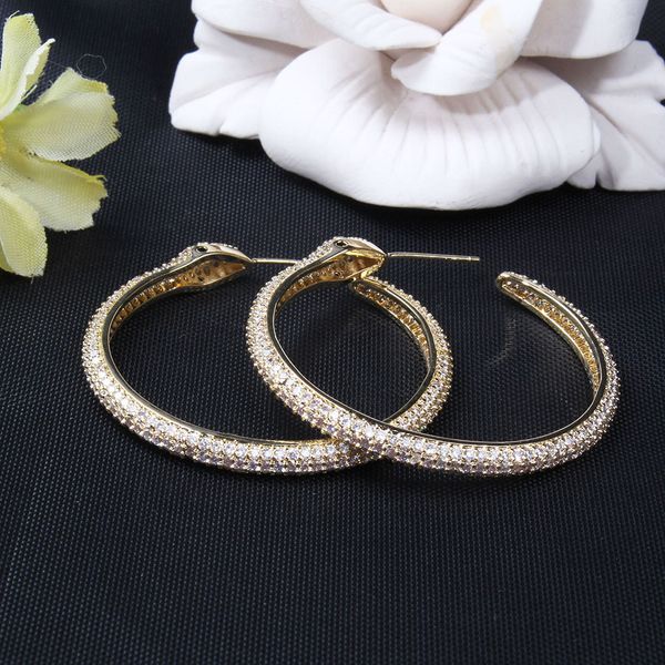 

punk rock party fashion jewelry zircon big circle hoop earrings for women 2019 new, Golden;silver