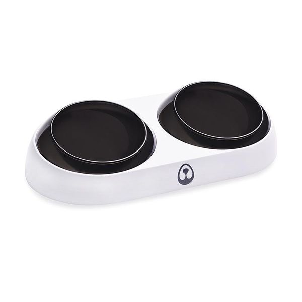 

15 degree tilt cat dog double bowls pet food water feeder detachable adjustable puppy bowl