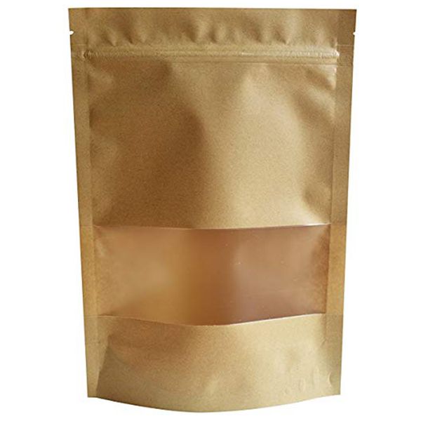 

20pcs nut diy home candy gift wedding paper bag zip lock stand up storage with transparent window snack safe