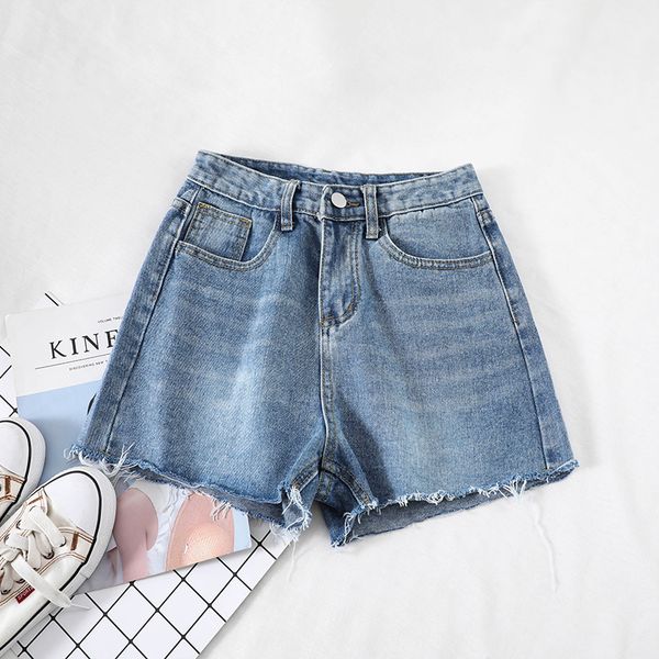 

2019 new fashion women's shorts casual spring high waist simple slim jeans shorts tide g786, Blue
